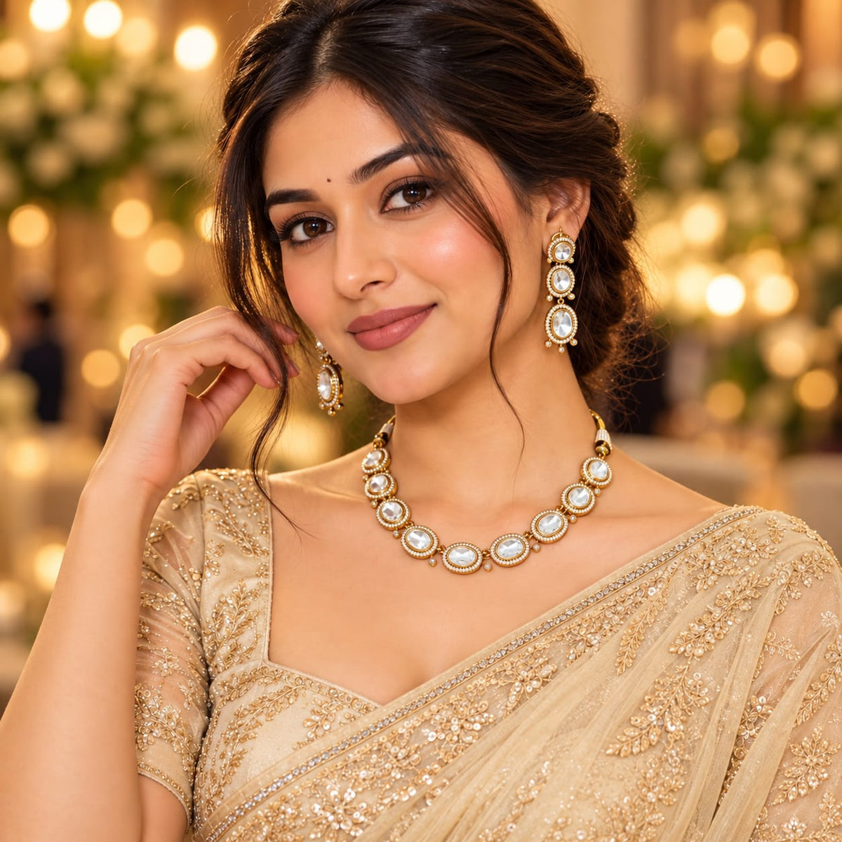Haya kundan minimal necklace