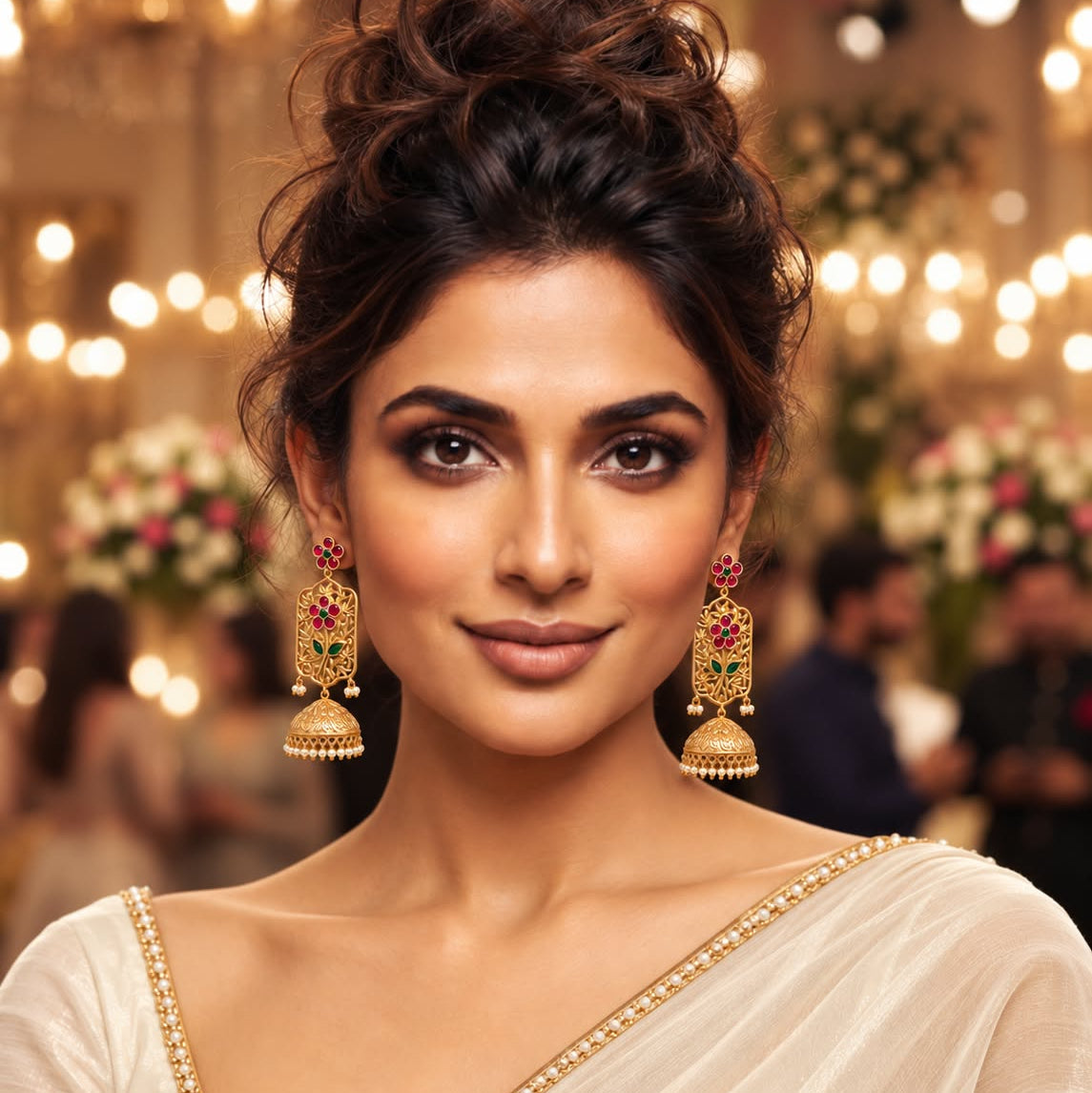Zarqa Gold Jaali Jhumka
