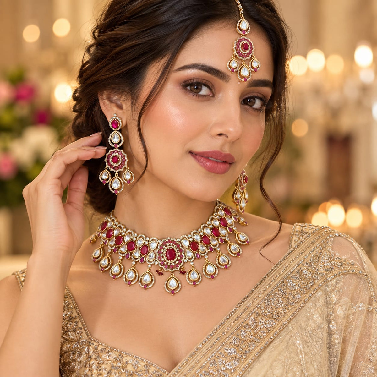 Shahi Ruby Kundan Necklace