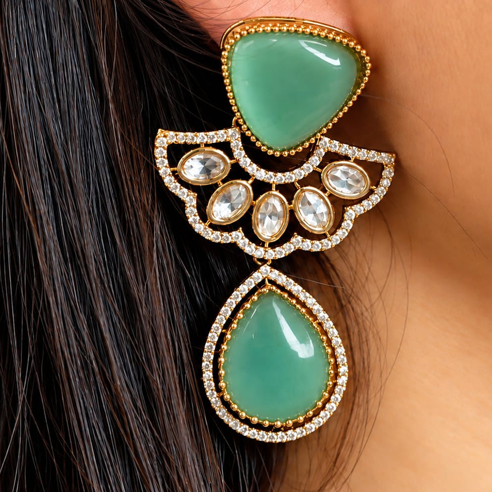 Kundan Mint Doublet Earrings