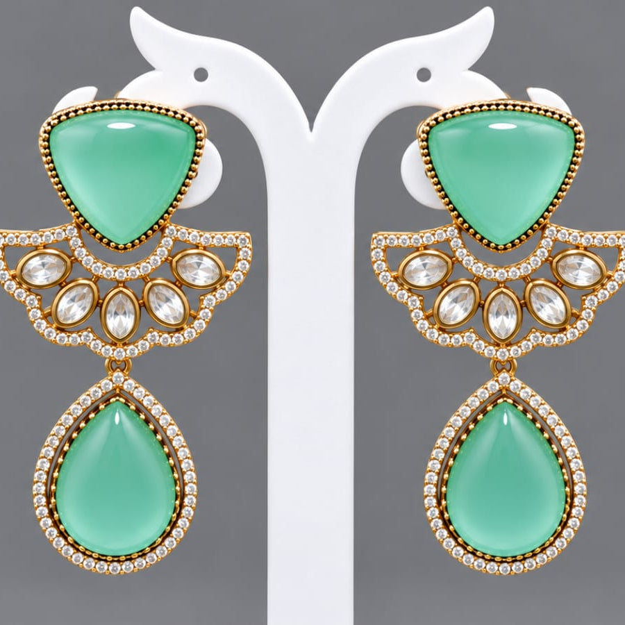 Kundan Mint Doublet Earrings