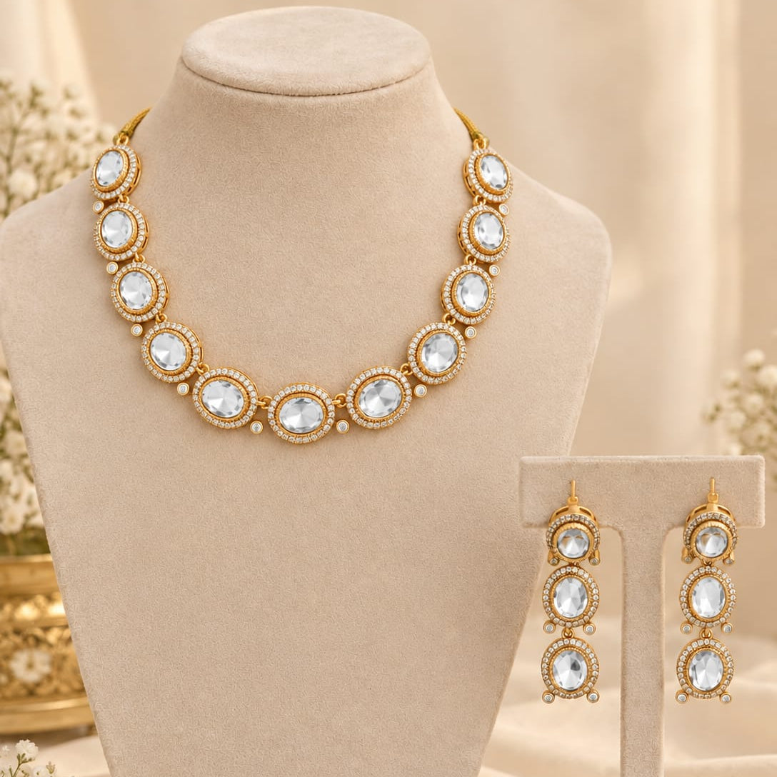 Haya kundan minimal necklace