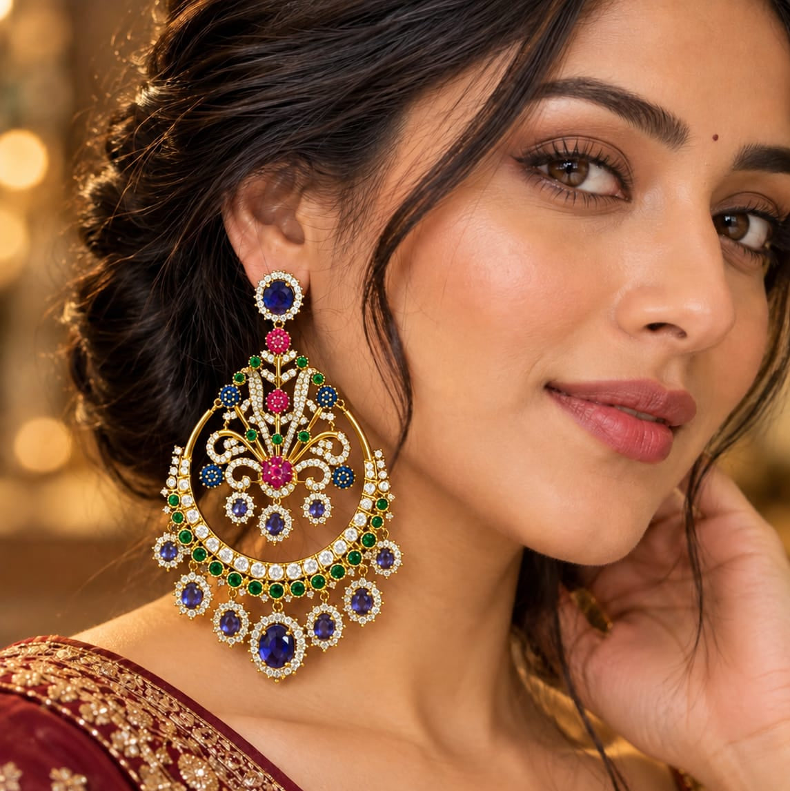 Mahenoor Moissanite Zircon Statememt Earrings