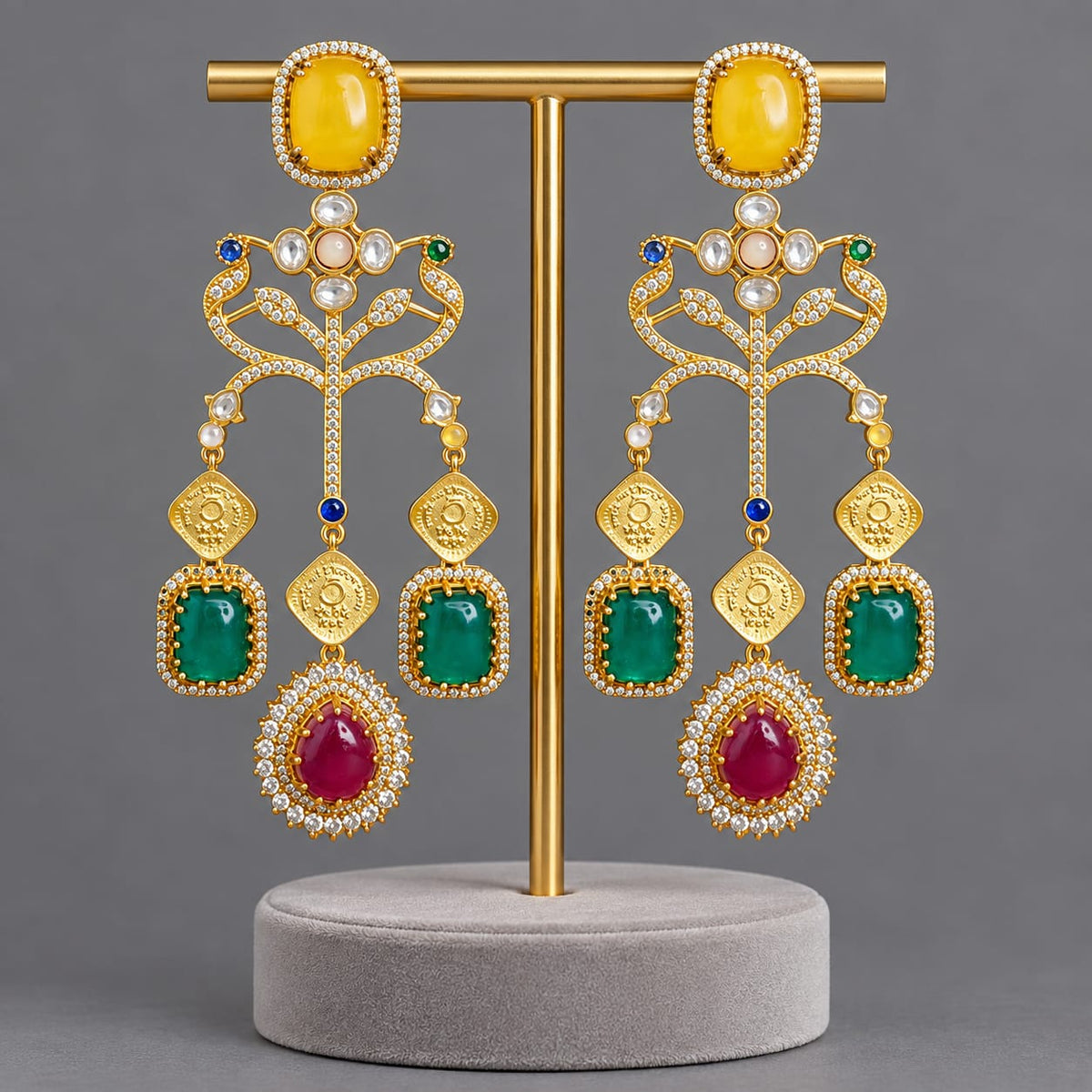 Marya Ruby Emerald Citrine Earrings