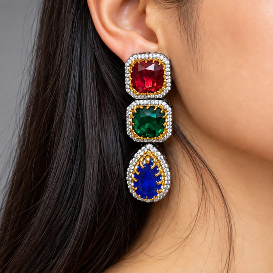 Iraya Multicolor Ruby Emerald Sapphire Zircon Earrings