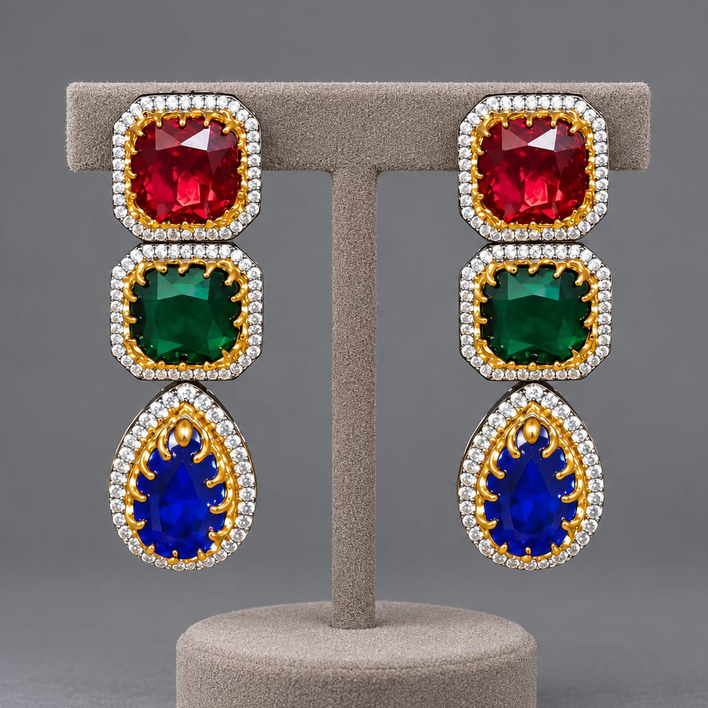 Iraya Multicolor Ruby Emerald Sapphire Zircon Earrings