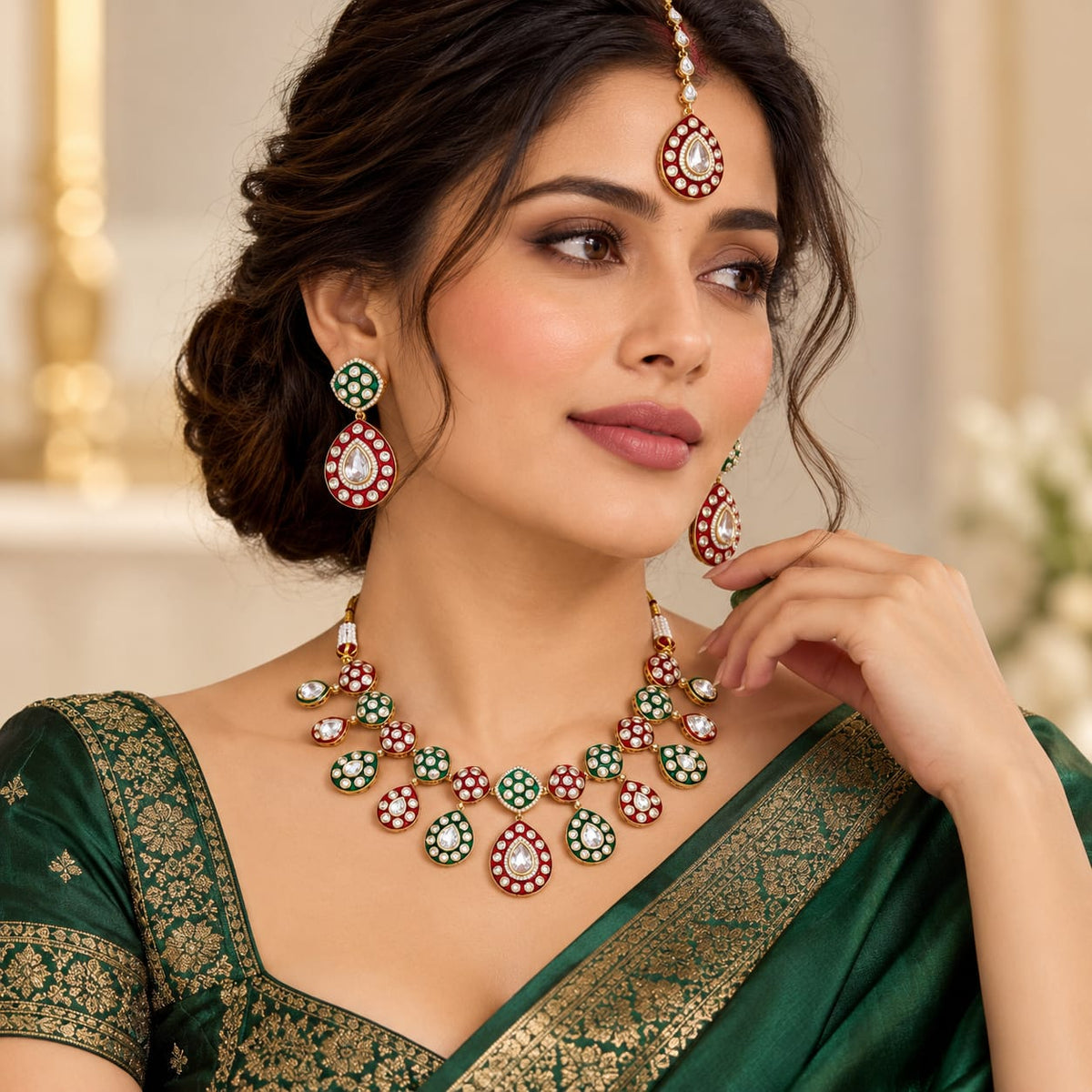 Polki Kundan Meenakari Necklace