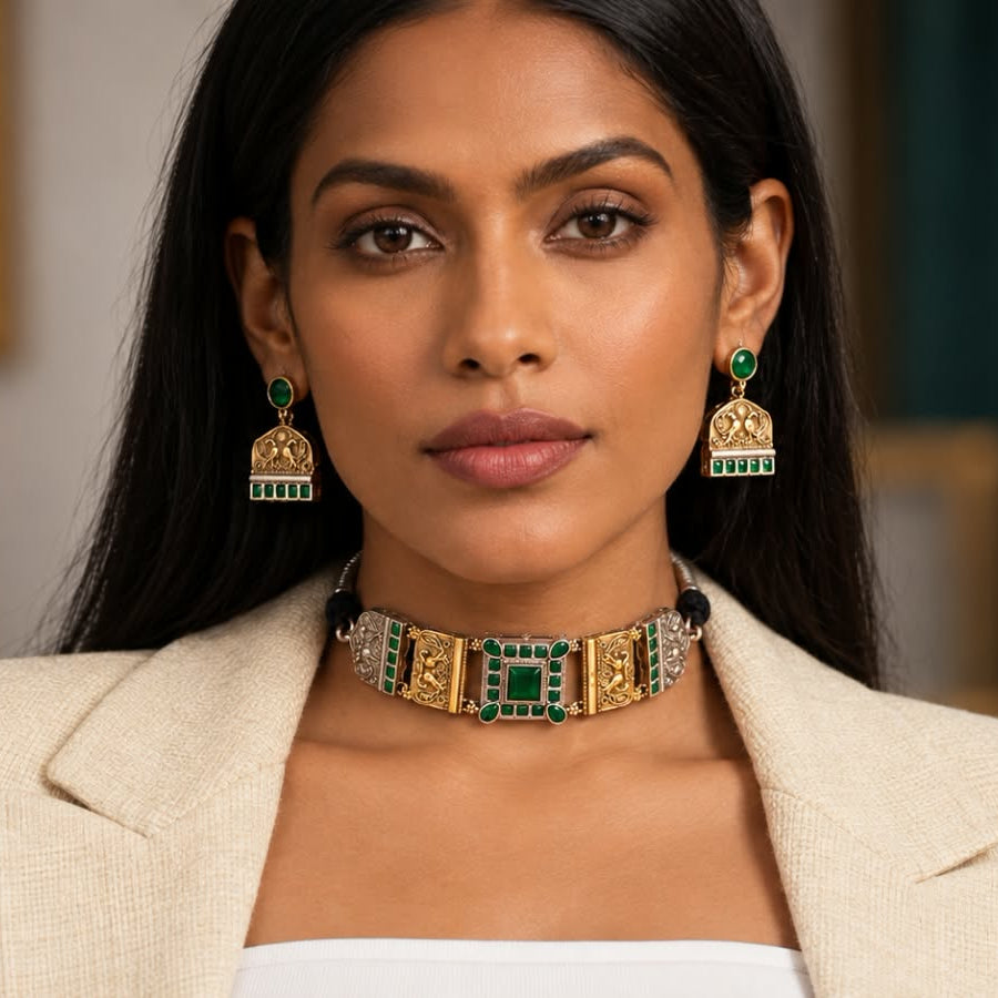 Emerald Dual Tone Choker