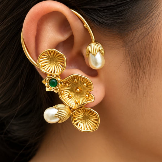 Yashika Pearl gold Ear-Cuff Earrings