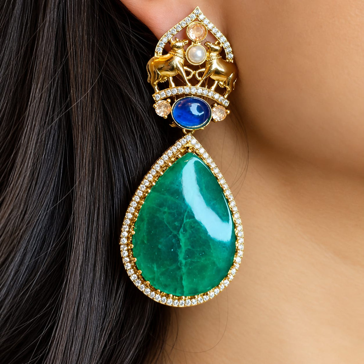 imperial Emerald Statement Earrings