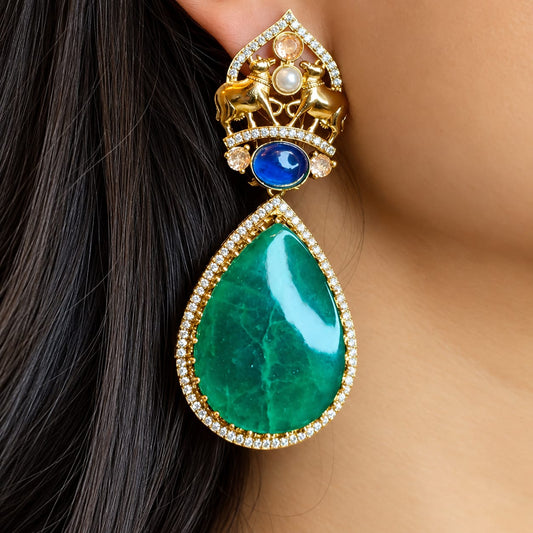 imperial Emerald Statement Earrings