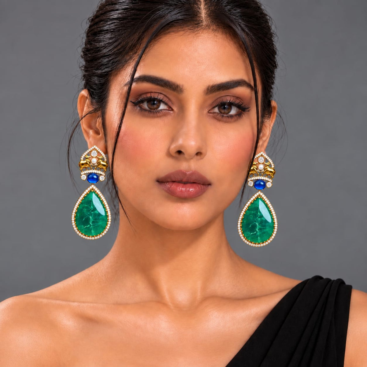 imperial Emerald Statement Earrings