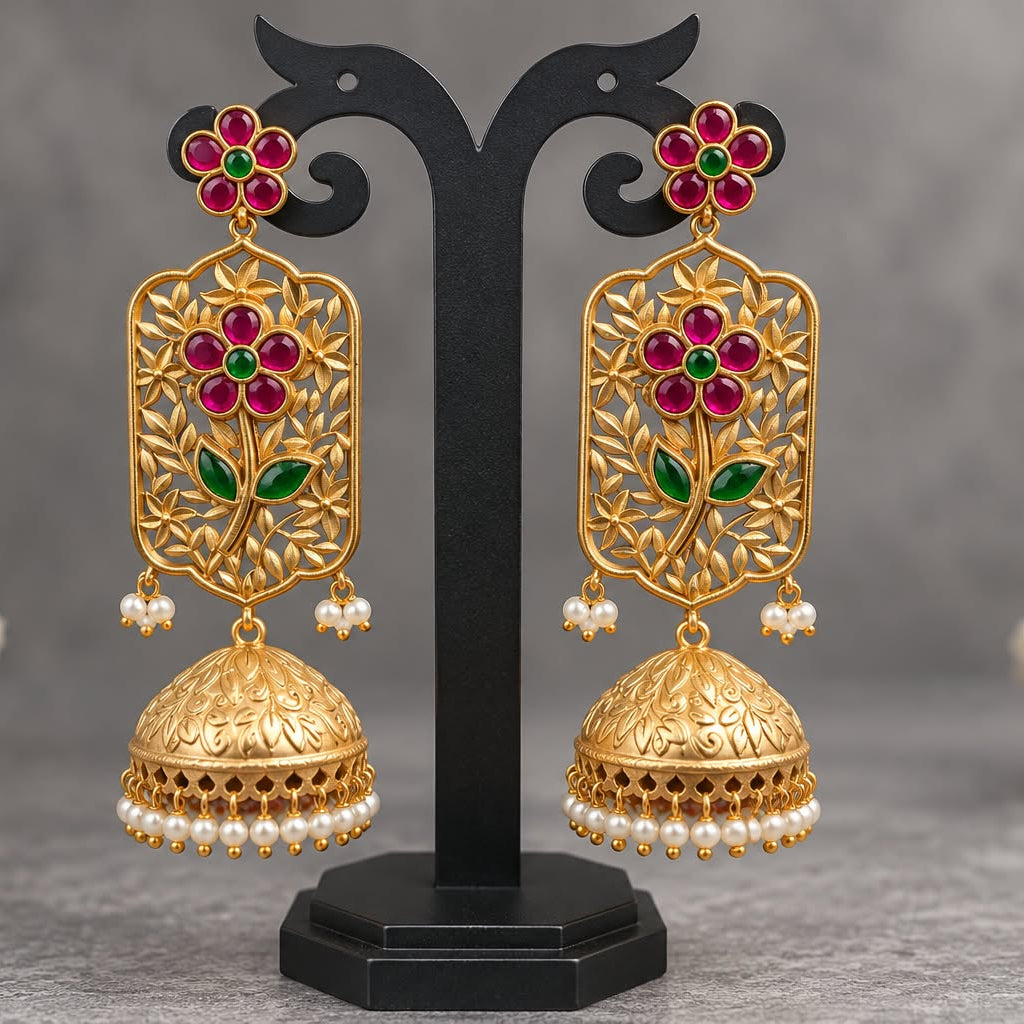 Zarqa Gold Jaali Jhumka