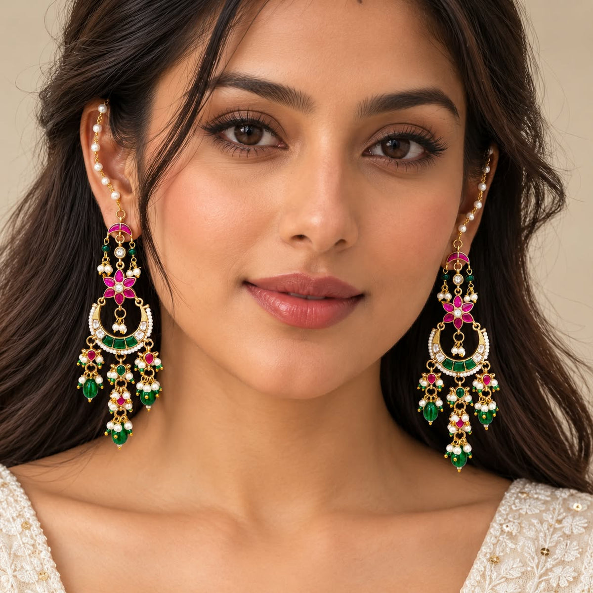 Shahi Pachi Kundan Chandbali
