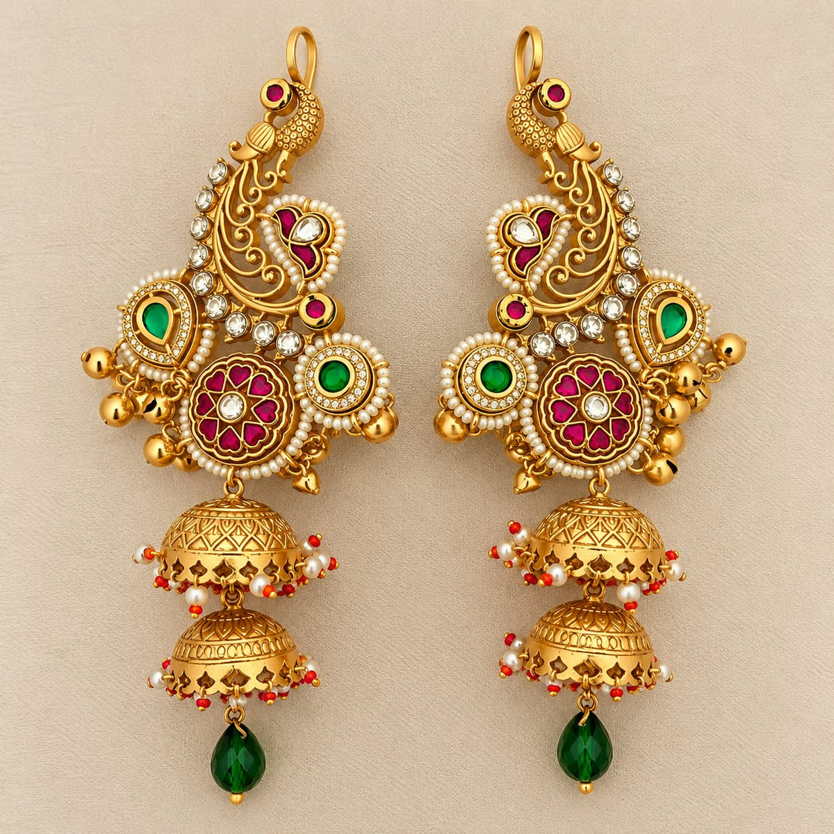 Padmavati Gold Kundan  Earcuff Jhumka