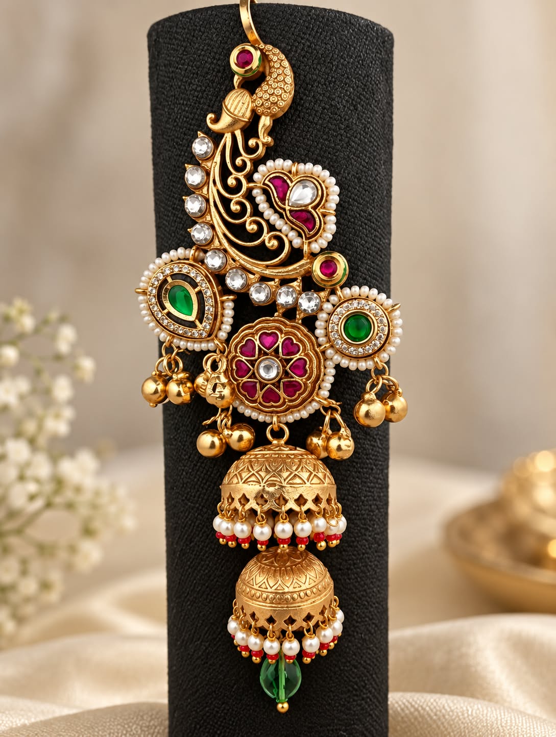 Padmavati Gold Kundan  Earcuff Jhumka