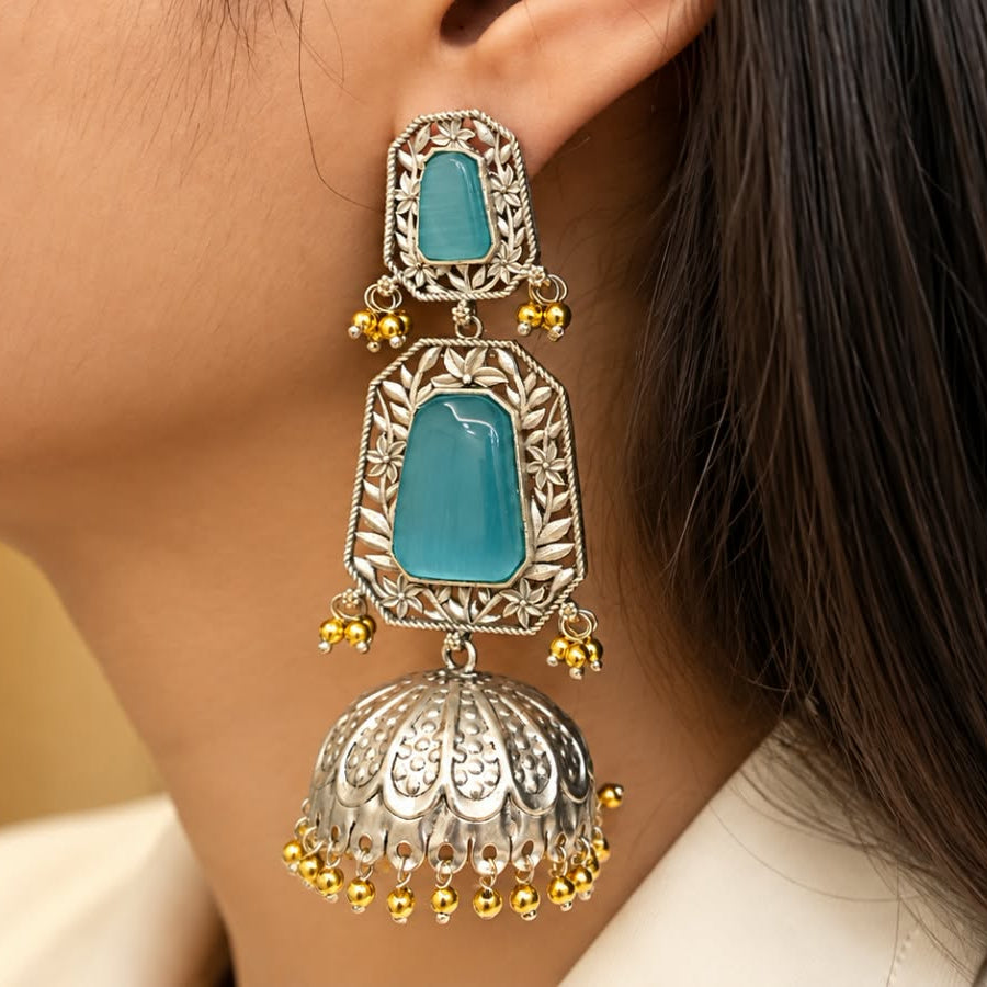 Silver Muse Jhumka