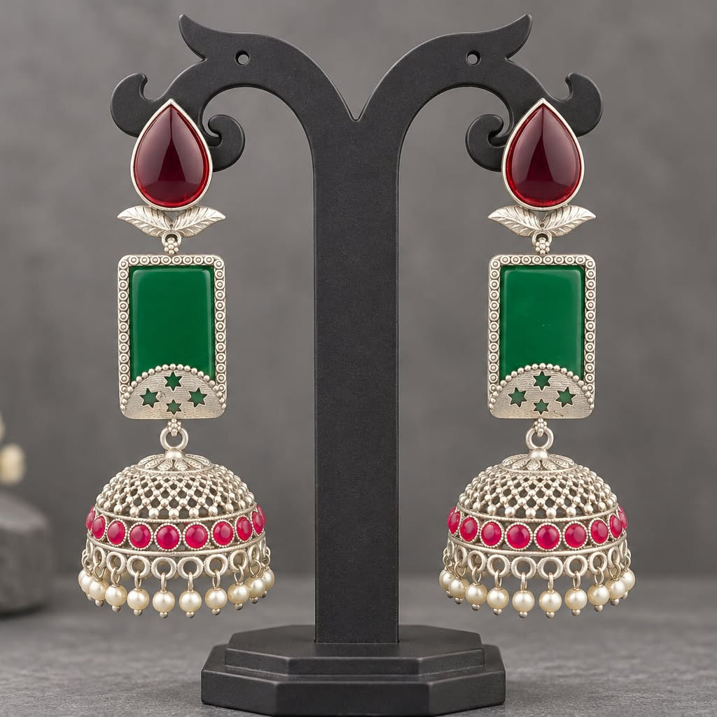 Royal Radiance Emerald Jhumka