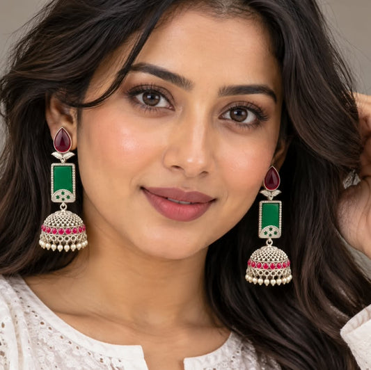 Royal Radiance Emerald Jhumka