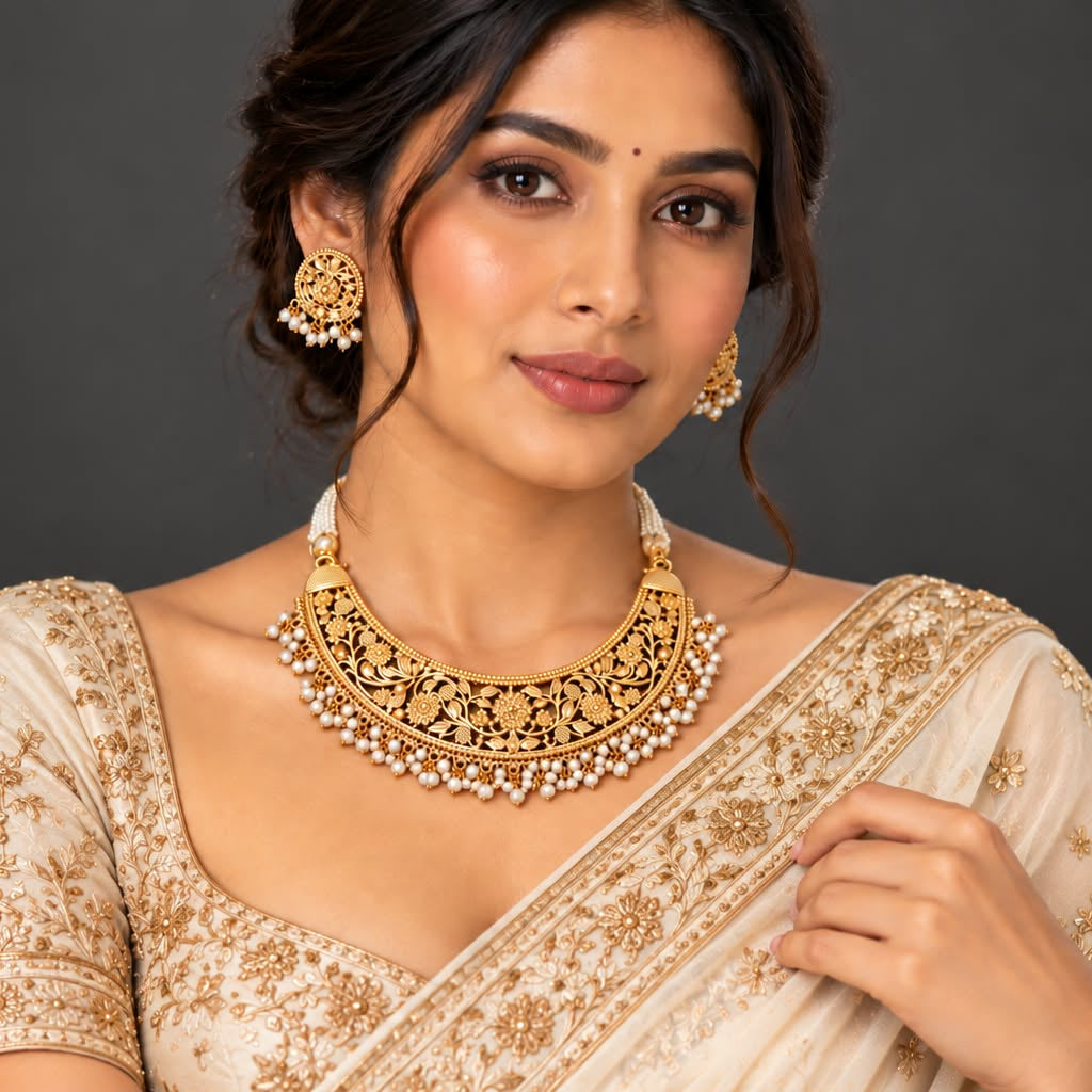 Aks Golden Jaal Necklace
