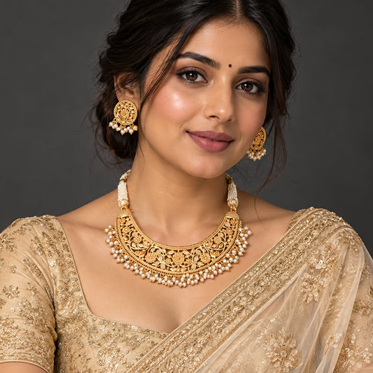 Aks Golden Jaal Necklace