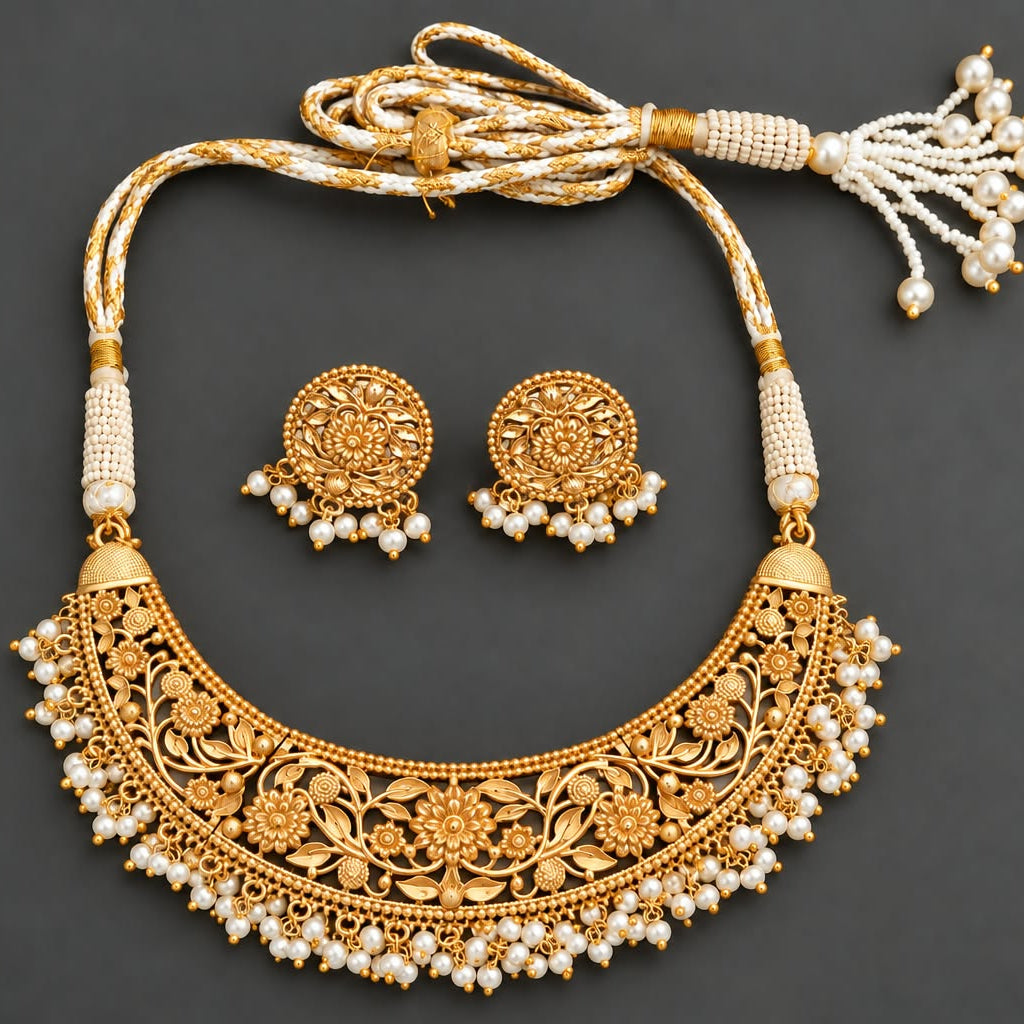 Aks Golden Jaal Necklace