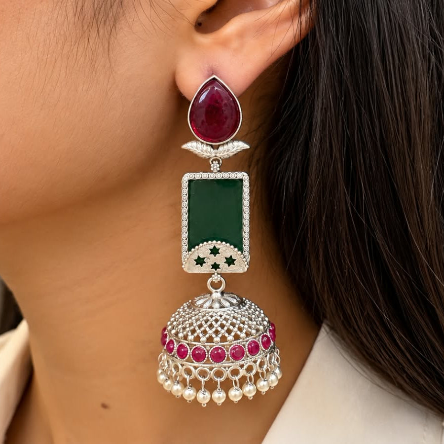 Royal Radiance Emerald Jhumka