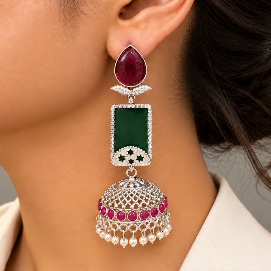 Royal Radiance Emerald Jhumka