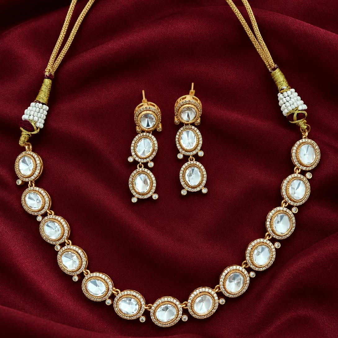Haya kundan minimal necklace