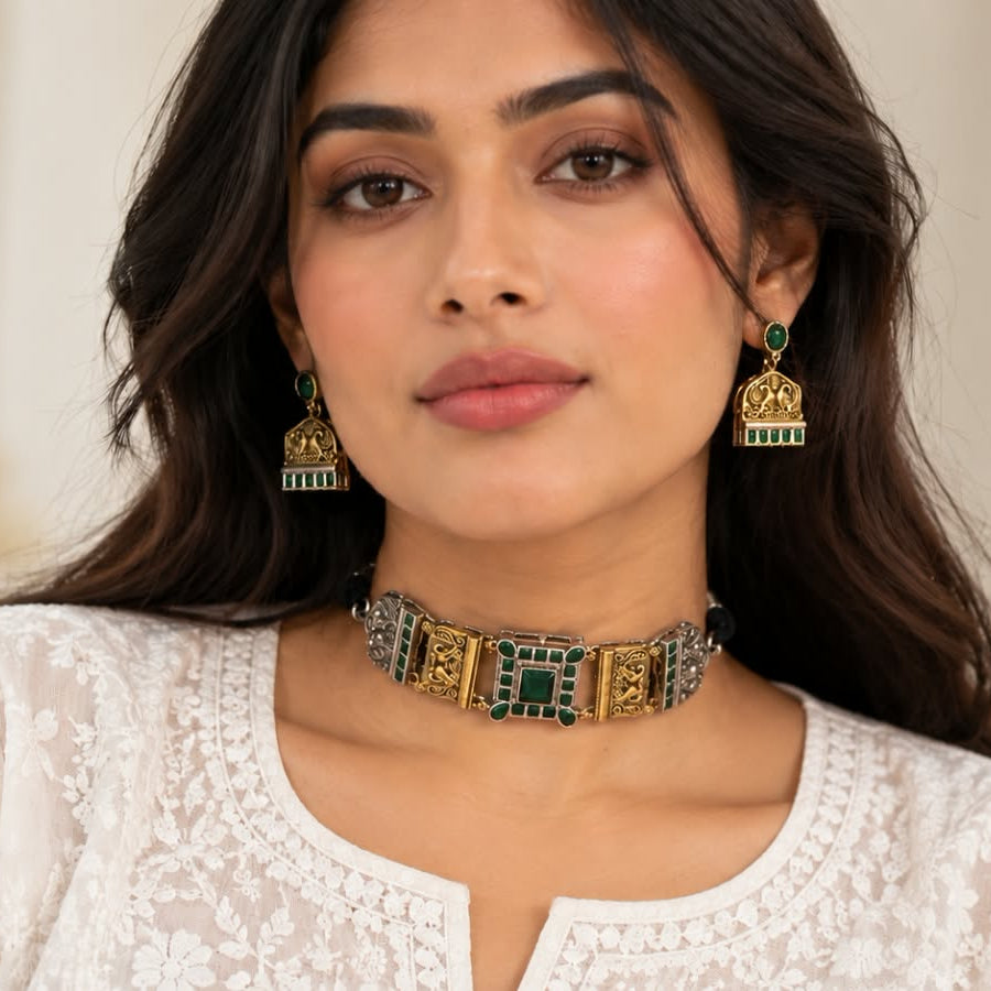 Emerald Dual Tone Choker